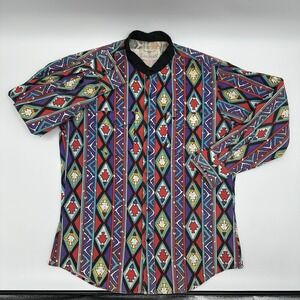 Vtg Longhorn‎ Niver Aztec Shirt Cowboy Rodeo Western Retro Mens Large L USA Made